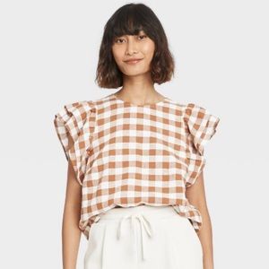 A New Day Ruffle Sleeve Gingham Blouse ✨